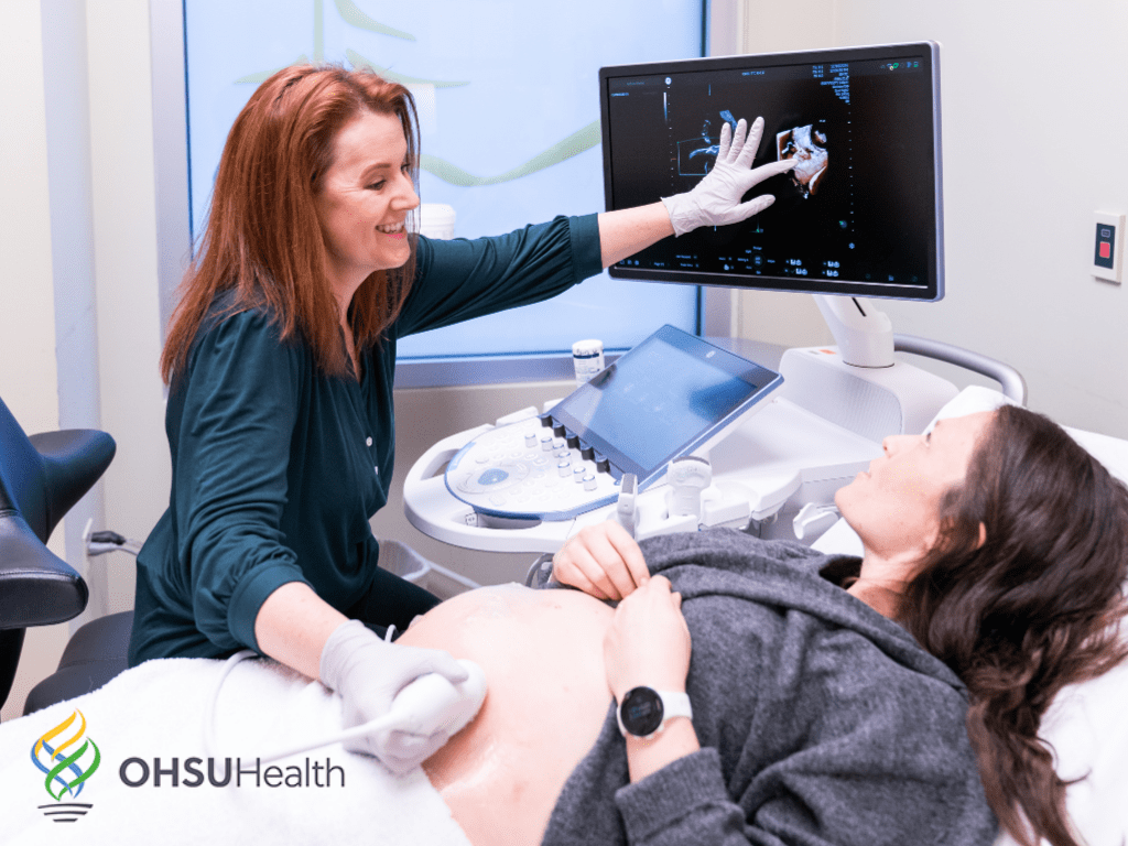 Expectant mom gets ultrasound in the Fetal Care Center at OHSU